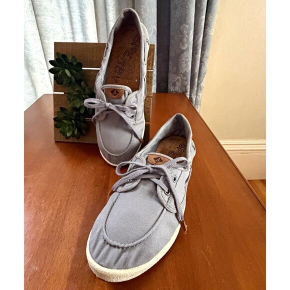 Sperry Shoes - Sperry Lounge Away Women's 8.5 M Gray Canvas Lace-Up Boat Shoes